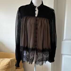 Anthropologie Black Lace Blouse